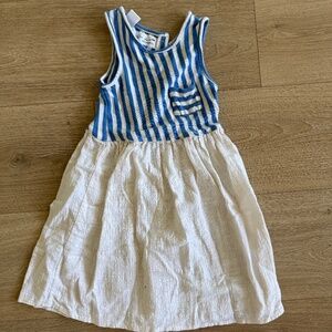 Girls Blue and Cream Dress